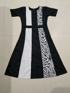 Monochrome Zebra Print Midi Dress