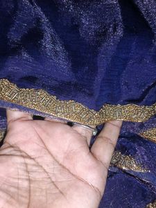 Elegant Purple Saree with Gold Border