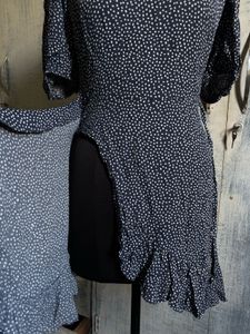 Navy Polka Dot Wrap Dress