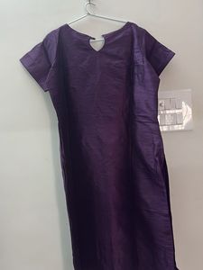 Elegant Purple Kurta with Embellished Neckline