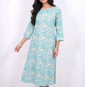 Stylish Blue Floral Printed Kurti | Casual Wear