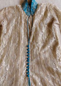 Elegant Teal &amp; Cream Ethnic Kurta Set