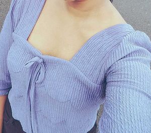 Lilac Textured Tie-Front Top