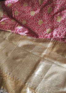 Elegant Pink &amp; Gold Silk Saree