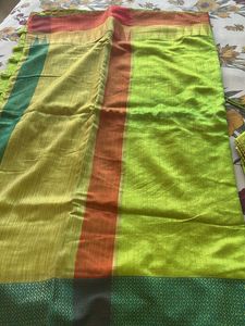 Vibrant Striped Saree with Tassels