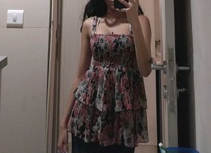 Floral Smocked Ruffle peplum top