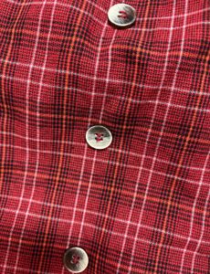 Red Plaid Button-Front Mini Dress