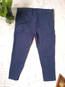 Navy Blue Crop Fit Trousers