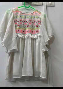 Boho Embroidered Sheer Tunic butterfly sleeves Top