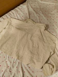 Cream Textured Cropped Oversized Shirt