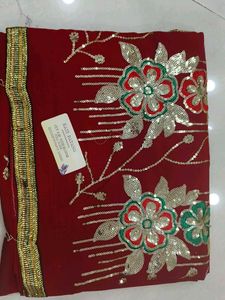 Exquisite Red Embroidered Saree