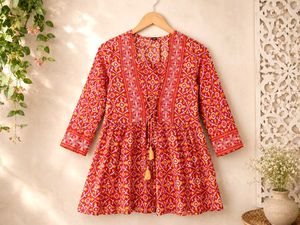 Stylish Red Printed short kurti