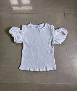 ZARA White Ribbed Top