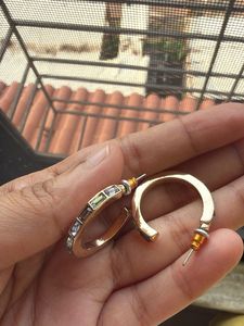 Chic Gold toned Hoop Earrings with Gemstones