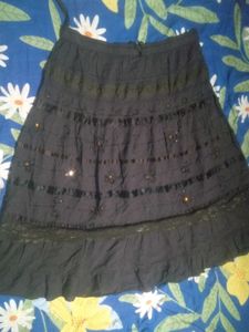 Black Tiered Skirt with Embellishments
