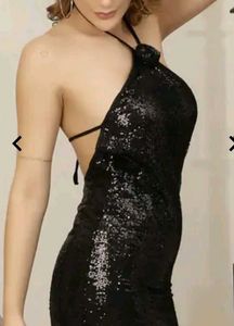 Sparkling Halter Neck Sequin Dress