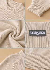 CREAM RIBBED KNIT SWEATER WITH STRUCTURED SHOULDER