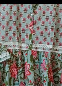Light Blue Floral Print Kurta