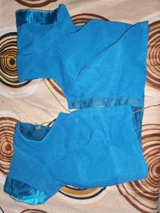 Blue Ethnic Blouse with Gold Trim