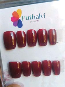 Press On Nails - Burgundy cat eye