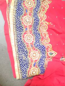 Elegant Pink Embroidered Saree with stitched blous