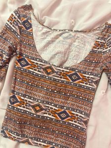Boho Print Long Sleeve Top