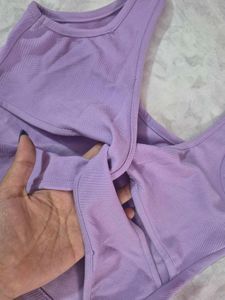 Lavender Ribbed Crop Top
