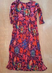 Purple Coral Print Alia Cut Party Dress