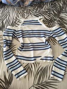 Striped Cold Shoulder Top