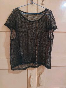 Black Mesh Crop Top