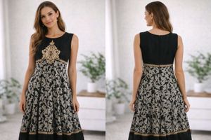 Elegant Black &amp; White Embroidered Dress