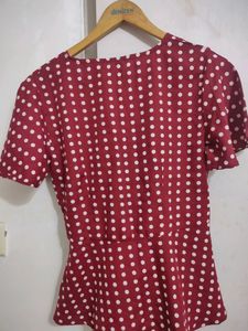 Maroon Polka Dot Top