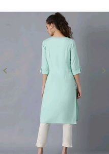 Light Green Kurta with Button Neck