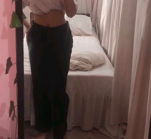 Wide Leg Black Denim Jeans