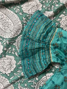 Beautiful Teal Kurta with Metallic Print
