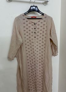 Light Beige Printed Kurta