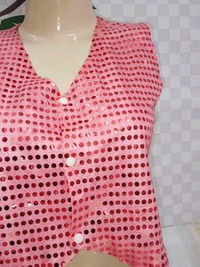 (700)Pink Sequin Vest