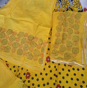 Yellow Printed Kurta Set