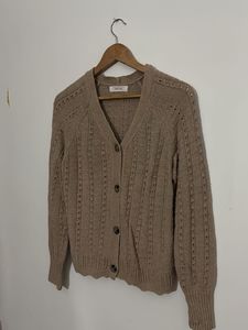 Women's Beige Knit Cardigan