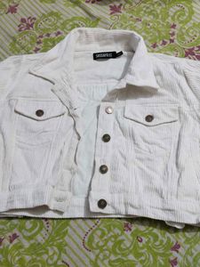 White Corduroy Cropped Jacket