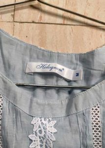 soft blue embroidery top