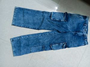 Retro Acid Wash Cargo Jeans