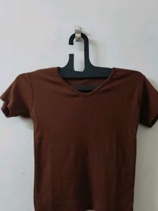 Brown V-Neck T-Shirt