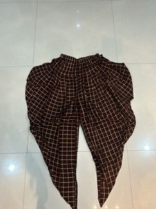 Stylish Brown Checked Dhoti Pants