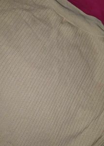 Cream Ribbed Knit Sweater