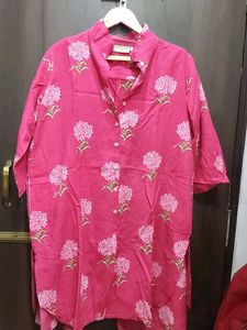 Vibrant Pink Floral Kurta Set