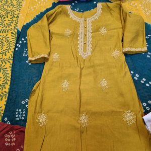 Embroidered Yellow Kurta