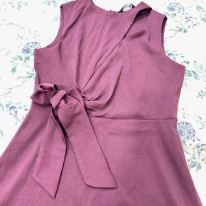 Elegant Mauve Bow Dress