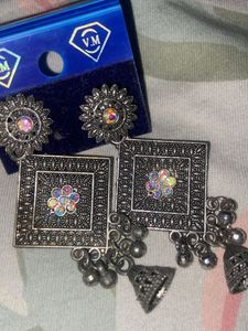 Antique Silver Jhumka Earrings
