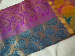 Pattu Saree With Blue And Pink Shade